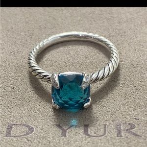 David Yurman 8mm Chatelaine ring size 7 with topaz